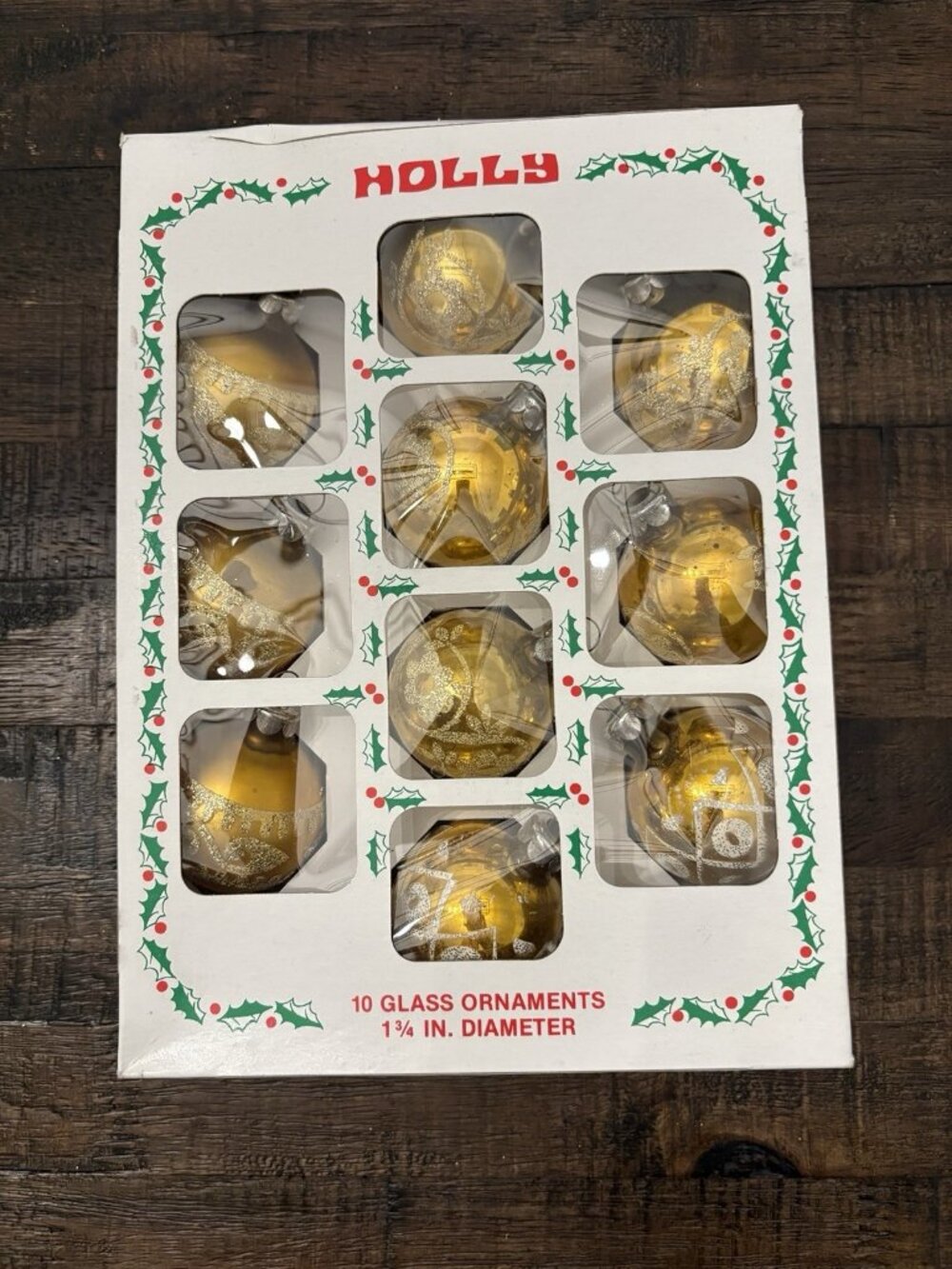 Vintage Gold Glass Ball Christmas Ornaments by Holly